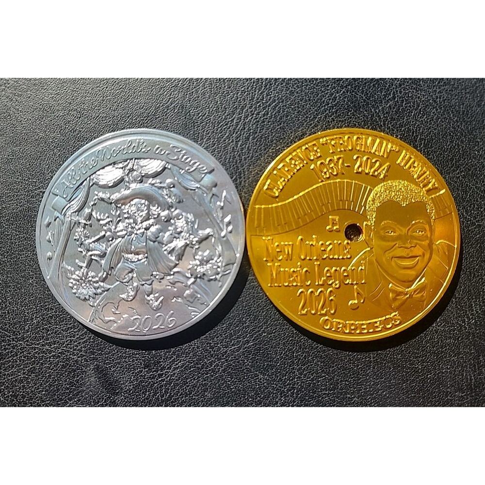 Orpheus 2026 Large Theme & Gold "Frogman" Henry Doubloon Mardi Gras Krewe Favor